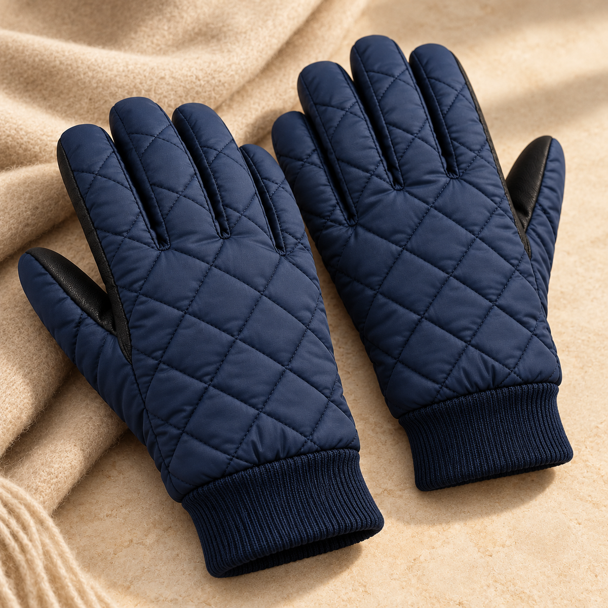 Novalunely Quilted Winter Gloves – Full Finger Outdoor Gloves for Cold Weather Activities