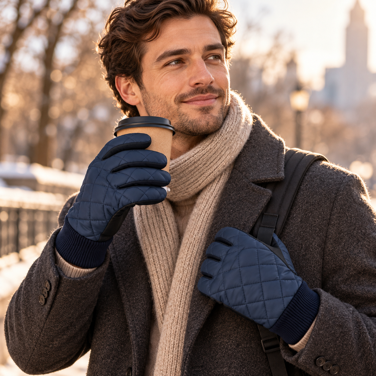 Novalunely Quilted Winter Gloves – Full Finger Outdoor Gloves for Cold Weather Activities