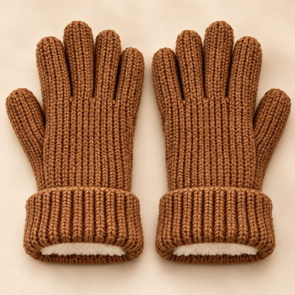 Novalunely Knitted Winter Gloves – Soft Full Finger Gloves with Ribbed Cuff for Everyday Wear