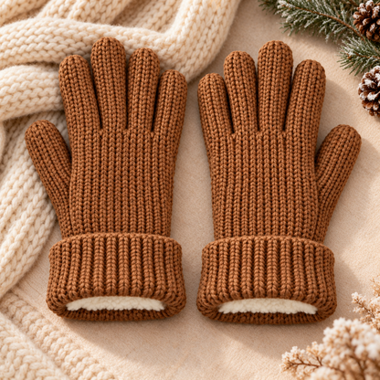 Novalunely Knitted Winter Gloves – Soft Full Finger Gloves with Ribbed Cuff for Everyday Wear