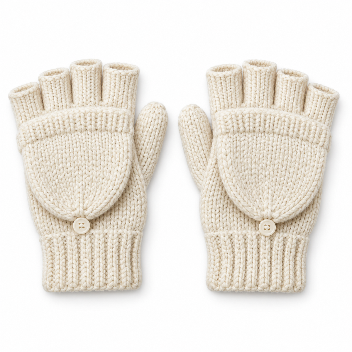Novalunely Knitted Winter Gloves – Convertible Fingerless Gloves with Fold-Over Cover for Everyday Wear