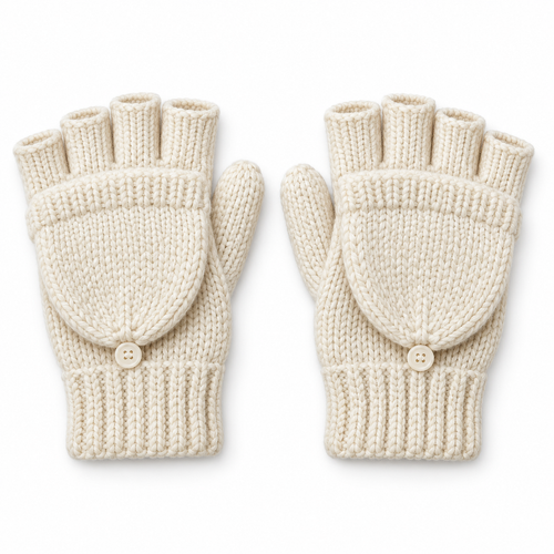 Novalunely Knitted Winter Gloves – Convertible Fingerless Gloves with Fold-Over Cover for Everyday Wear