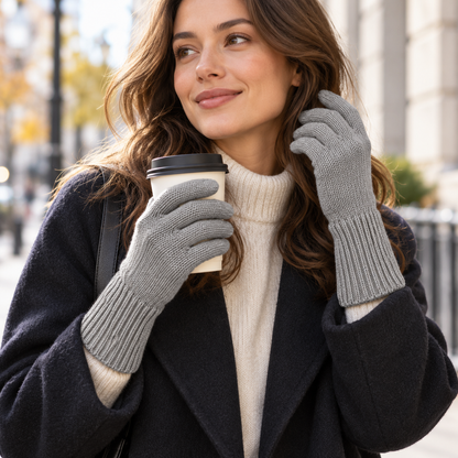 Novalunely Classic Rib Knit Everyday Gloves – Soft Casual Gloves for Daily Wear