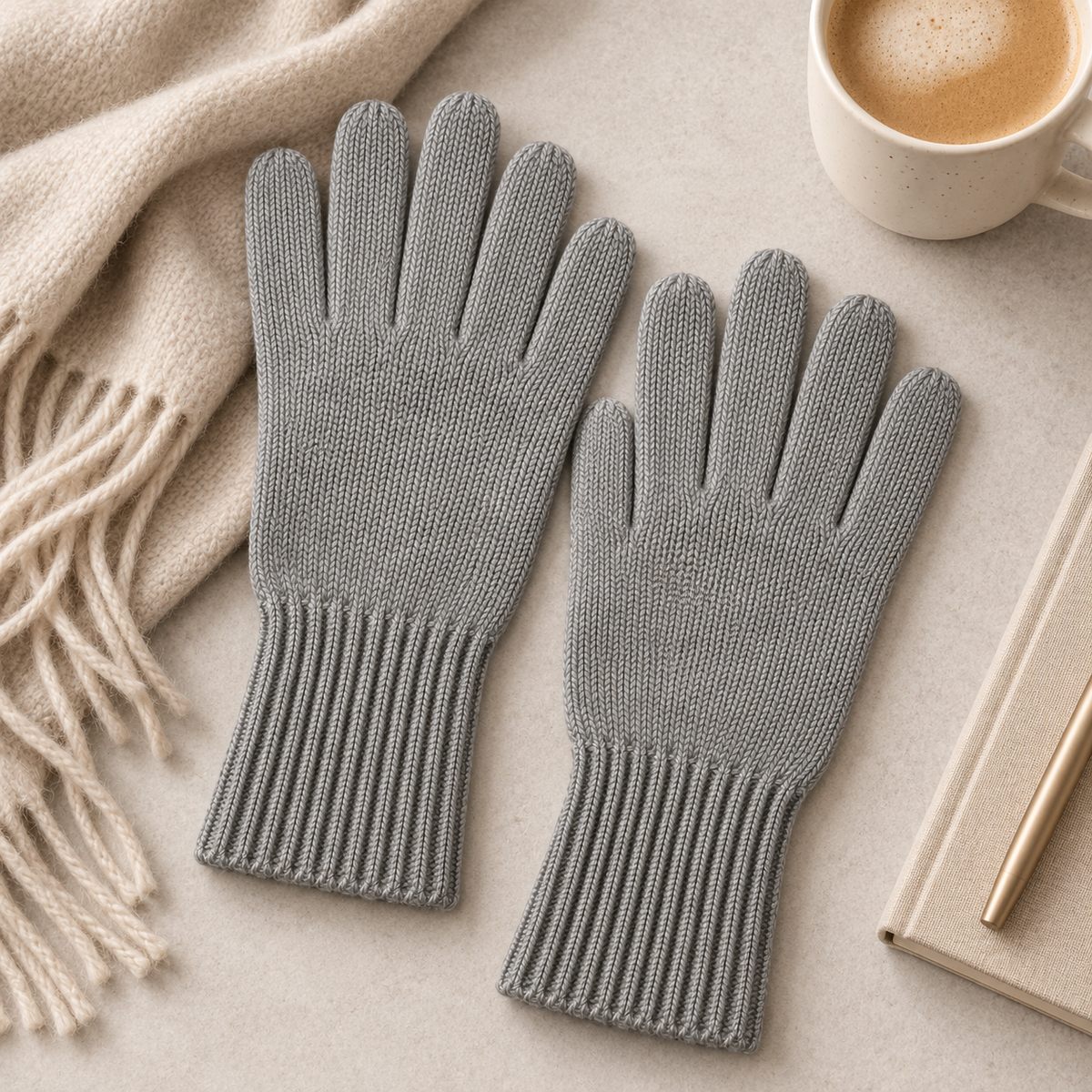 Novalunely Classic Rib Knit Everyday Gloves – Soft Casual Gloves for Daily Wear