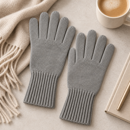 Novalunely Classic Rib Knit Everyday Gloves – Soft Casual Gloves for Daily Wear